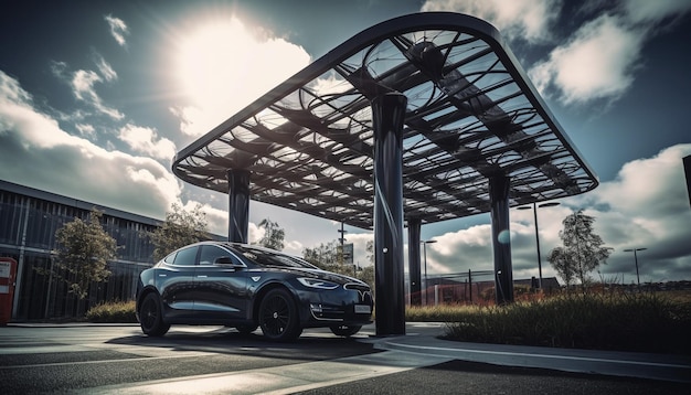 Foto grátis corridas de carros esportivos brilhantes em uma paisagem urbana futurista gerada por ia