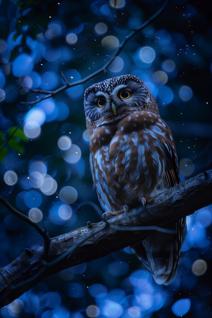 Foto grátis coruja fotorrealista durante a noite