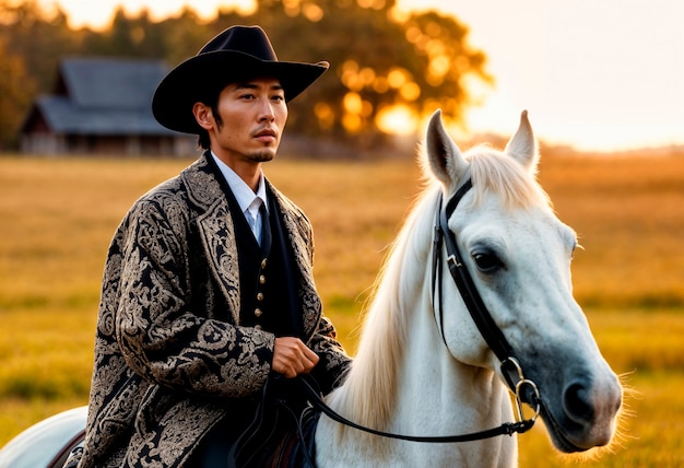 Foto grátis cowboy com chapéu em ambiente fotorrealista