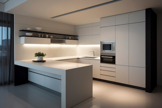 Foto grátis cozinha pequena com design moderno