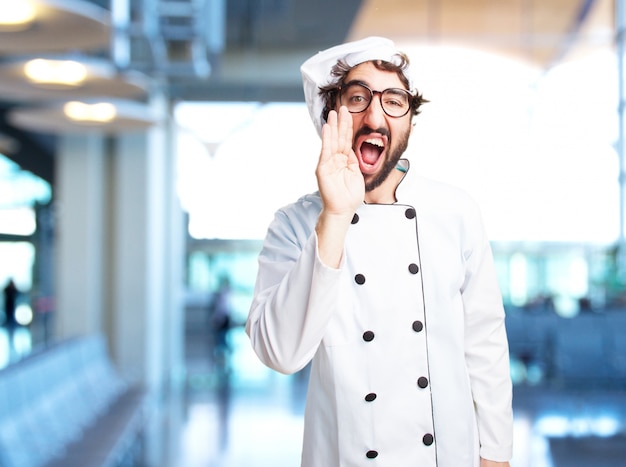 Cozinheiro chefe louco expressão de raiva