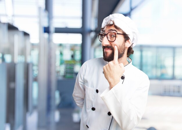 cozinheiro chefe louco expressão feliz