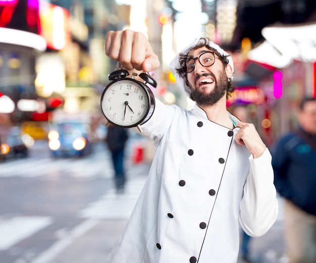 Cozinheiro chefe louco expressão preocupada