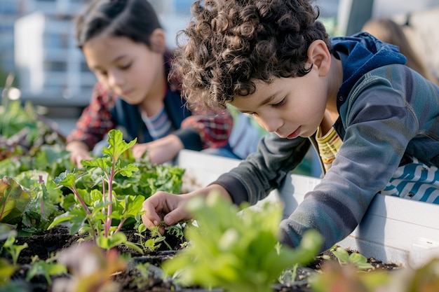 Foto grátis criança a aprender a jardinar