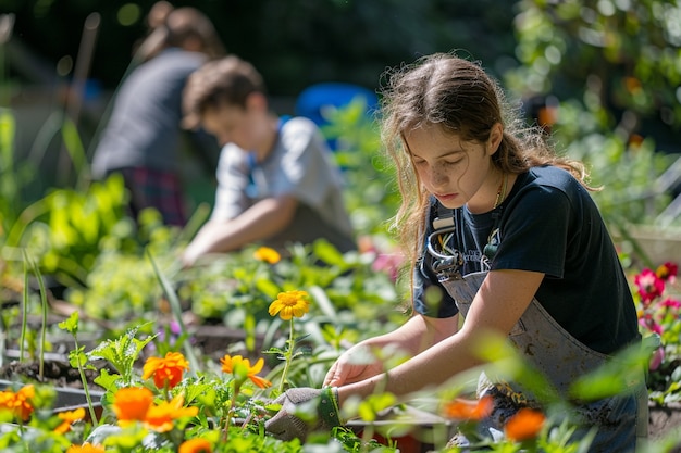 Foto grátis criança a aprender a jardinar