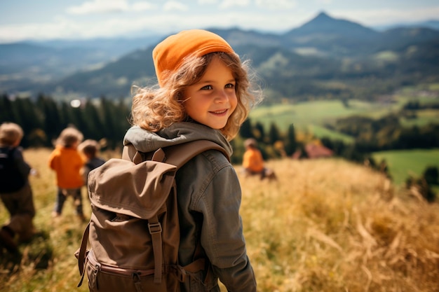 Criança a participar de um movimento de viagens sustentáveis