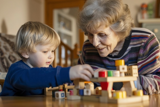 Foto grátis criança com autismo a brincar com a família