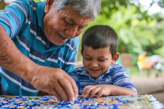 Foto grátis criança com autismo a brincar com a família