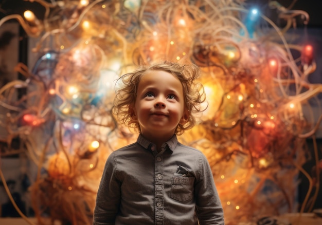 Criança com autismo a viver num mundo de fantasia