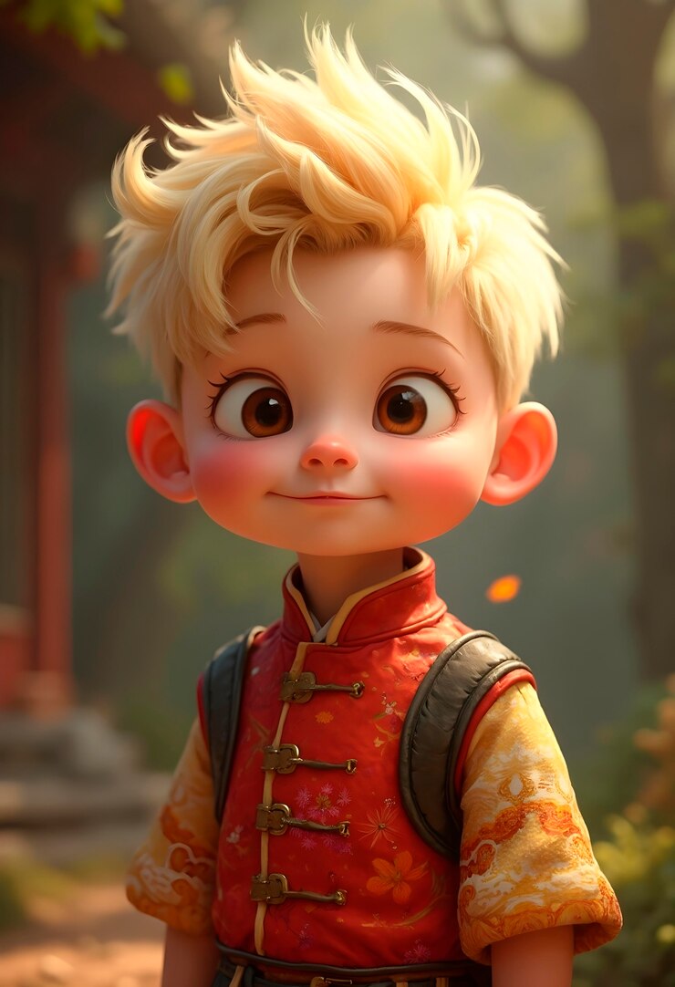 Foto grátis criança de desenho animado a posar para um retrato.