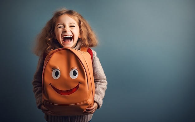 Criança engraçada com mochila .