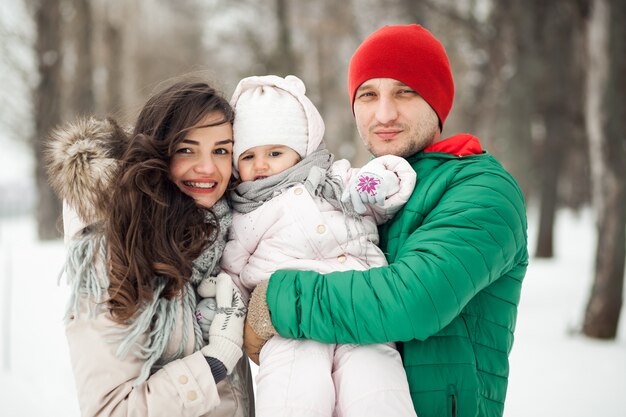 Criança, família, Inverno, natureza, passeio