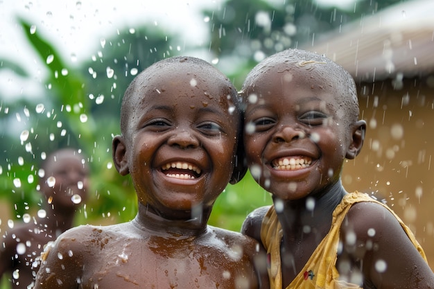 Crianças africanas a desfrutar da vida