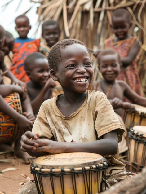 Crianças africanas a desfrutar da vida