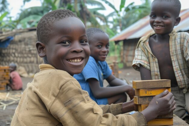 Crianças africanas a desfrutar da vida