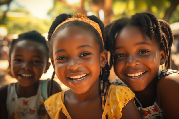 Foto grátis crianças africanas a desfrutar da vida