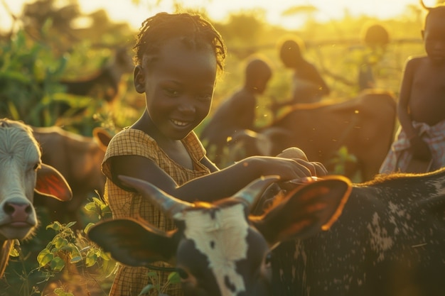 Foto grátis crianças africanas a desfrutar da vida