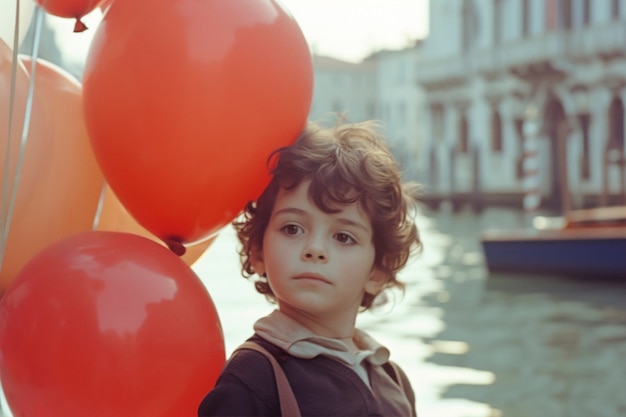 Foto grátis crianças desfrutando do carnaval de veneza com balões