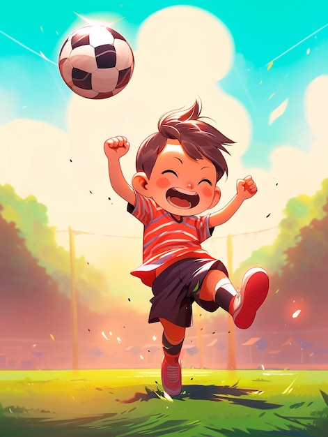 Foto grátis crianças jogando desenho animado de futebol