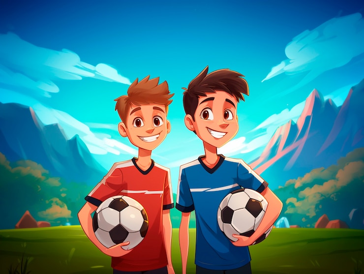 Foto grátis crianças jogando desenho animado de futebol