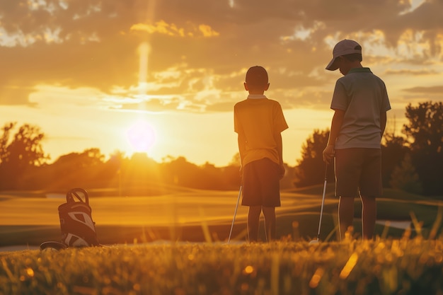 Foto grátis crianças jogando golfe em um ambiente fotorrealista