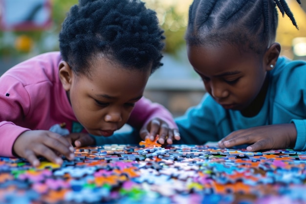 Crianças pequenas com autismo brincando juntas