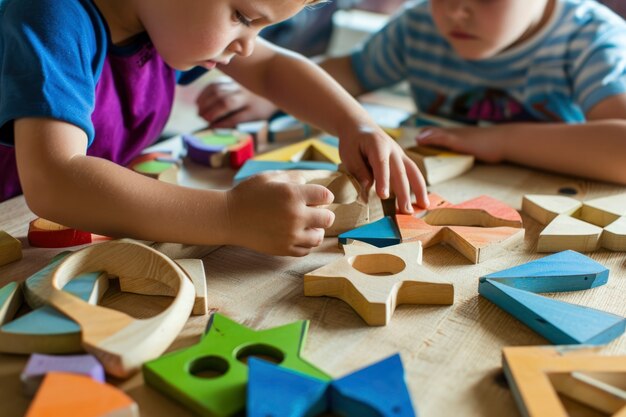 Crianças pequenas com autismo brincando juntas