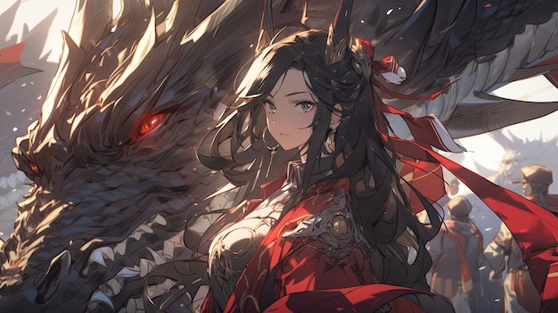 Criatura de dragão mítico em estilo anime