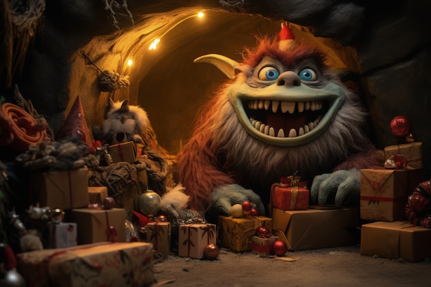 Foto grátis criatura mal-humorada ilustrando o grinch