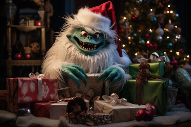 Foto grátis criatura mal-humorada ilustrando o grinch