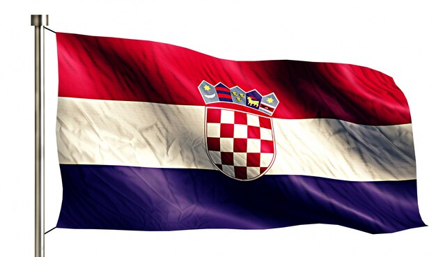 Croácia National Flag Isolated 3D Fundo Branco