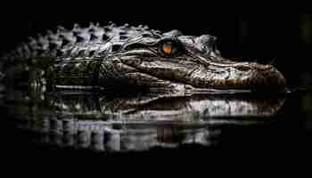 Foto grátis crocodilo descansando no perigo do pântano à espreita ia generativa próxima