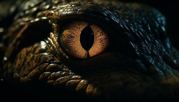 Foto grátis crocodilo encarando olho amarelo predador perigoso à espreita ia generativa