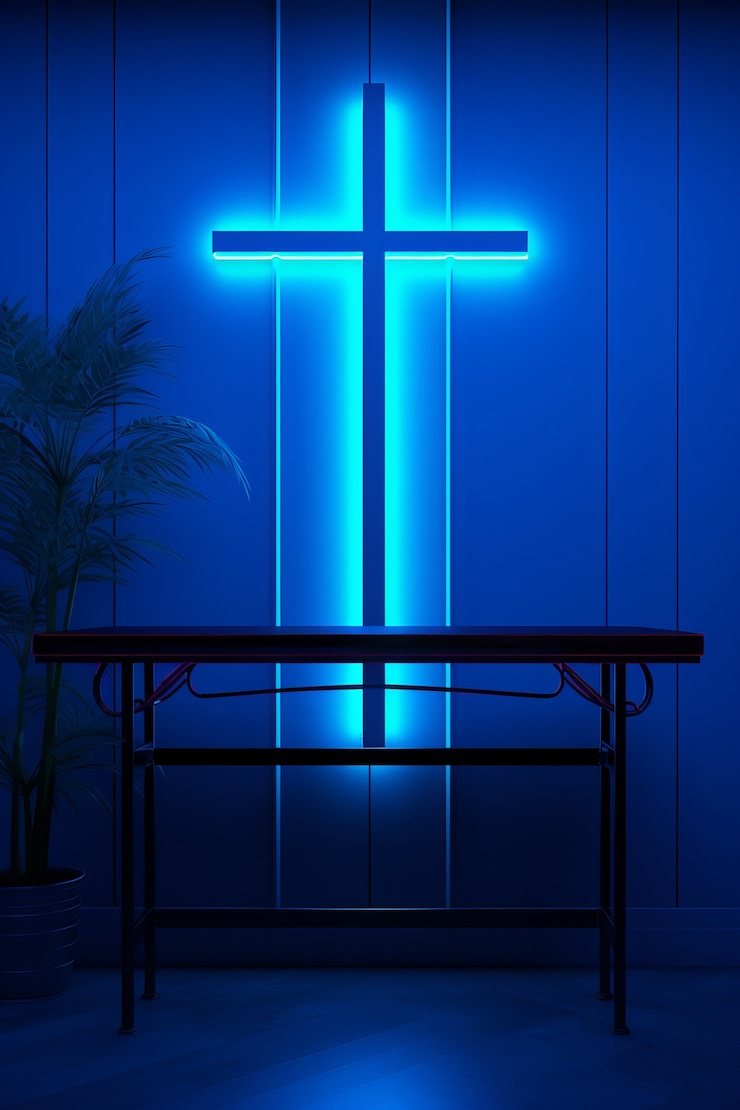 Foto grátis cruz 3d com luzes de néon