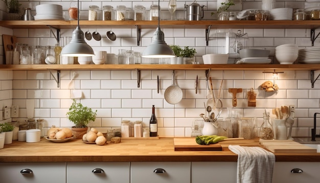 Foto grátis culinária saudável em cozinha doméstica moderna gerada por ia