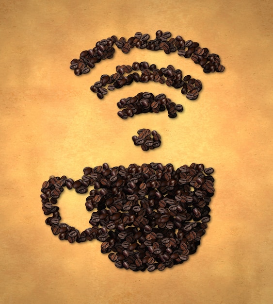 Foto grátis cup wireless icon coffee bean on old paper