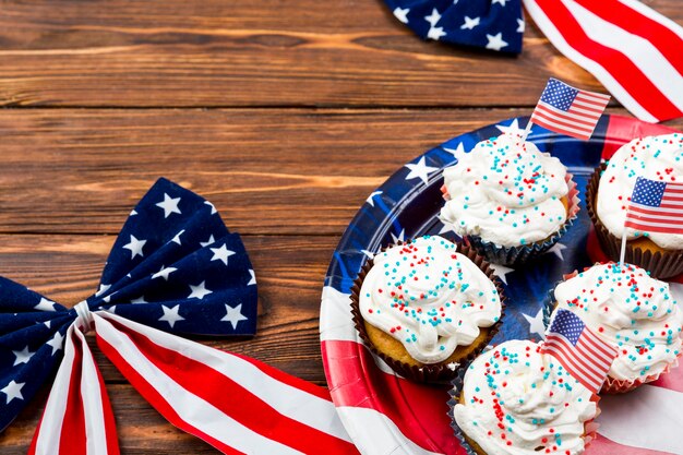 Cupcakes e decoração para o dia da independência