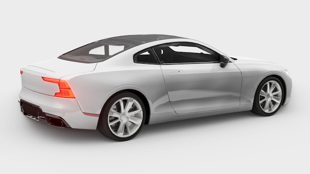 Cupê de esportes de carro conceito premium. híbrido plug-in. tecnologias de transporte ecológico. carro branco sobre fundo branco. renderização 3d.