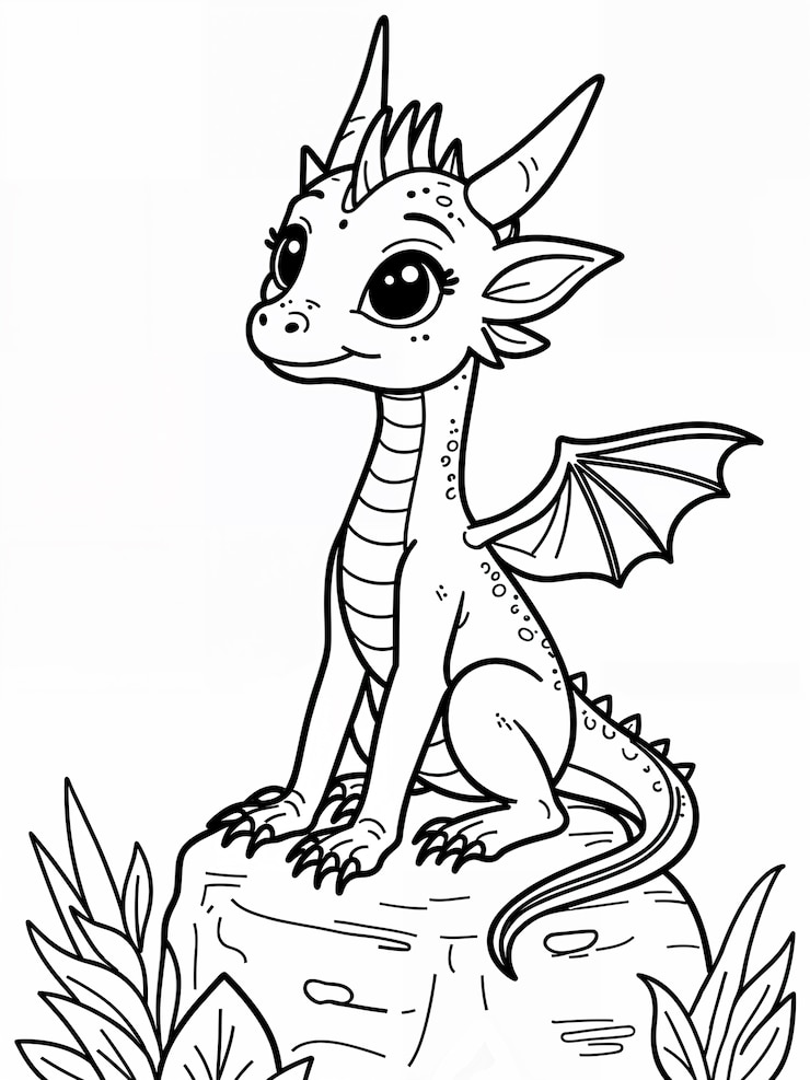 Foto grátis cute dragon coloring page