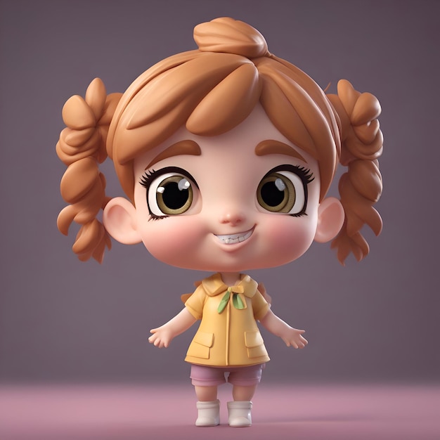 Foto grátis cute little girl with braid hairstyle render 3d