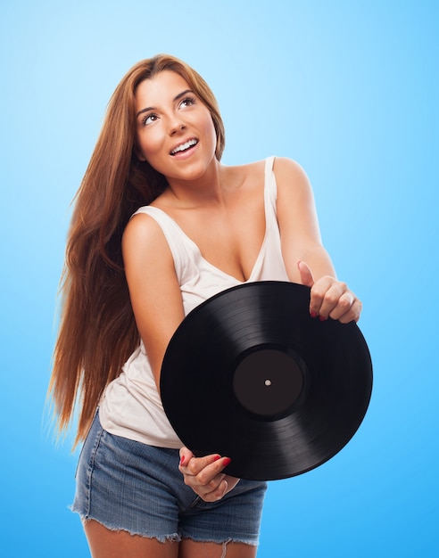 Dança de cabelo feminino feliz vinil