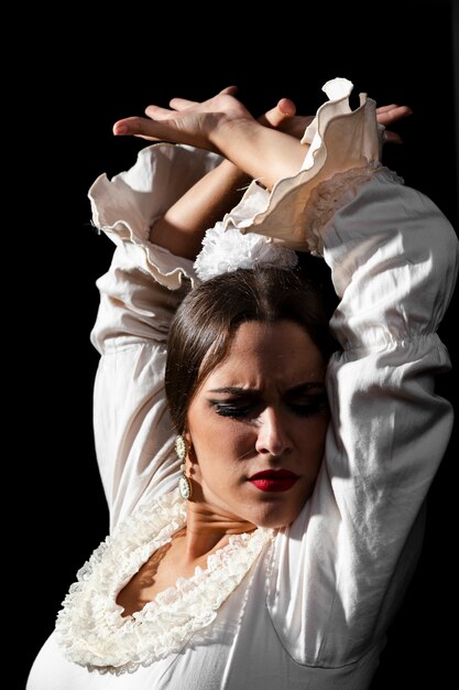 Dançarina de mulher de flamenco de close-up