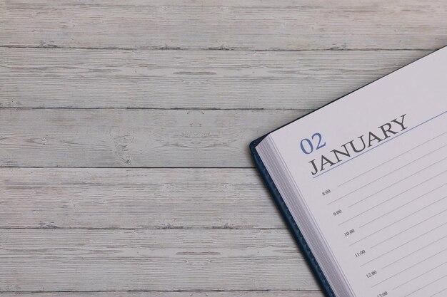 Data exata no novo diário evento importante e espaço de notas para 2 de janeiro