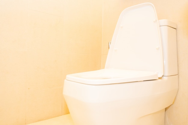 Decoração de assento de vaso sanitário branco no banheiro