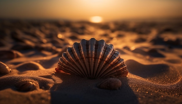 Decoração de conchas do sol, um padrão abstrato dourado gerado por IA