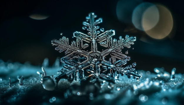 Foto grátis decoração de floco de neve de inverno espumante cristal de gelo abstrato gerado por ia