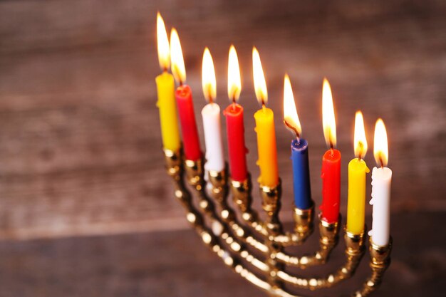 Decoração de Hanukkah com velas