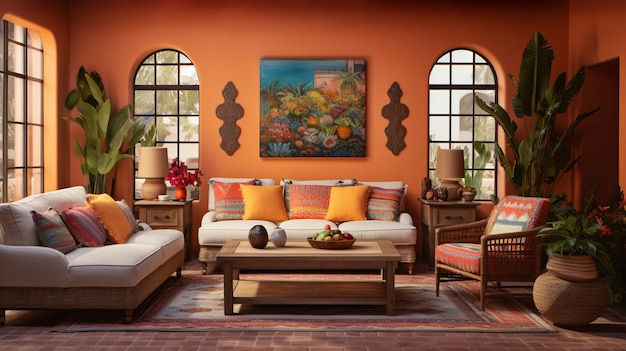 Decoração de interiores inspirada no folclore mexicano