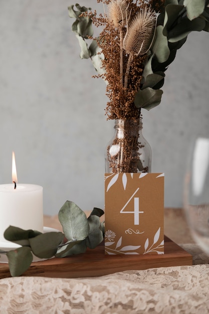 Decoração de número de mesa de casamento