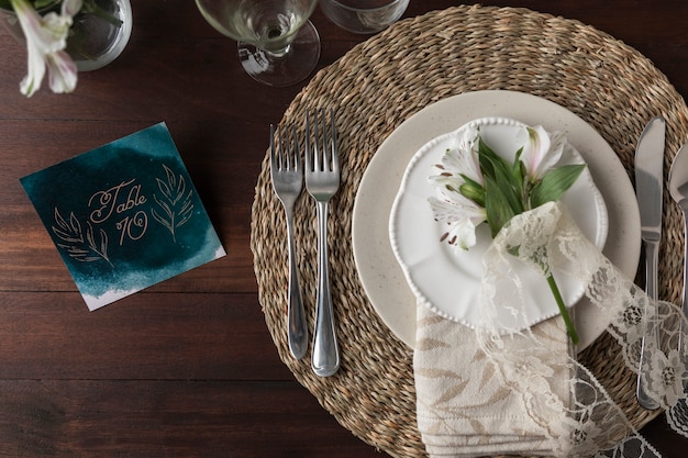 decoração de número de mesa de casamento